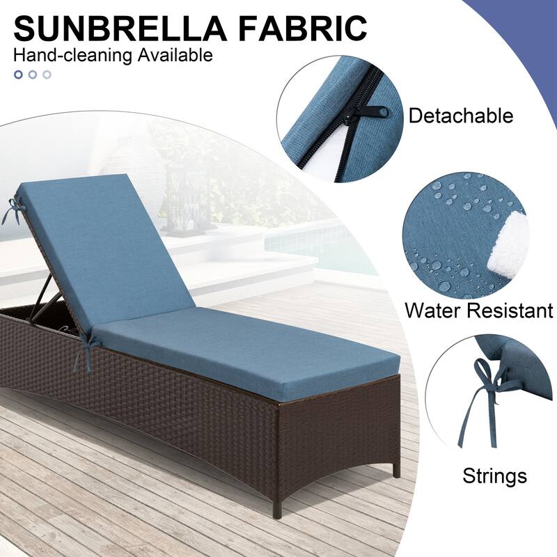 Outdoor Chaise Lounge Set Lounge Chairs with Adjustable Back and Sunbrella Fabric Cushions