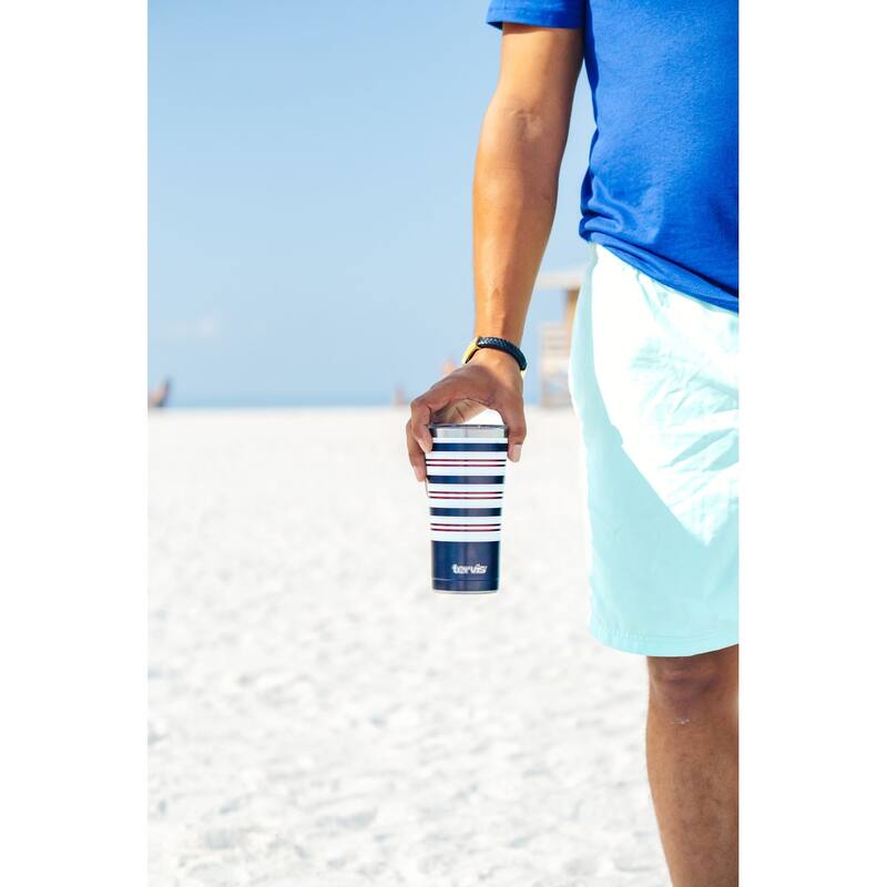 Tervis Traveler Sailor Stripes Triple Walled Insulated Travel Tumbler, Stainless Steel