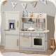 preview thumbnail 3 of 5, Wooden Pretend Kitchen Playset with Toy Ice Maker & Cooking Set Accessories