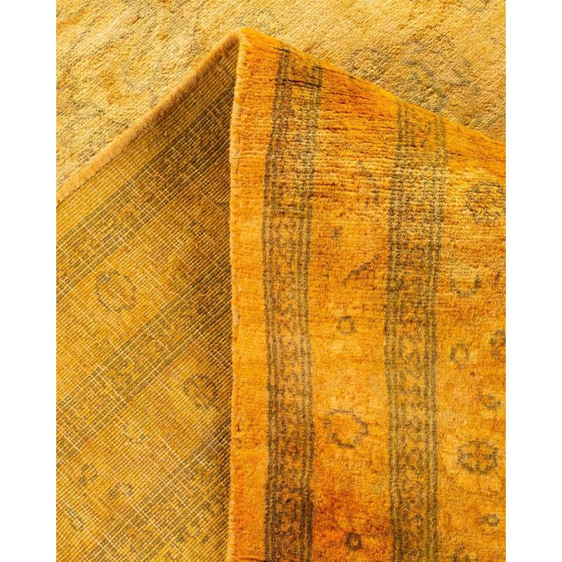 Overton Hand Knotted Wool Vintage Inspired Modern Contemporary Overdyed Gold Area Rug - 6' 2" x 9' 2"