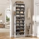 preview thumbnail 1 of 4, Freestanding 10-Tier Shoe Storage Cabinet,Narrow Wood Shoe Rack Shoe Organizer,Sturdy Closet Organizer Open Display Cabinet Set of 1(17.7'' W) - Grey