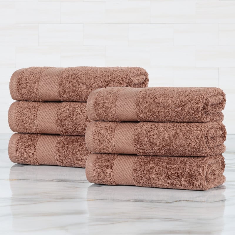 Superior Luxury Solid Highly Absorbent Egyptian Cotton Hand Towel - (Set of 6) - Sedona