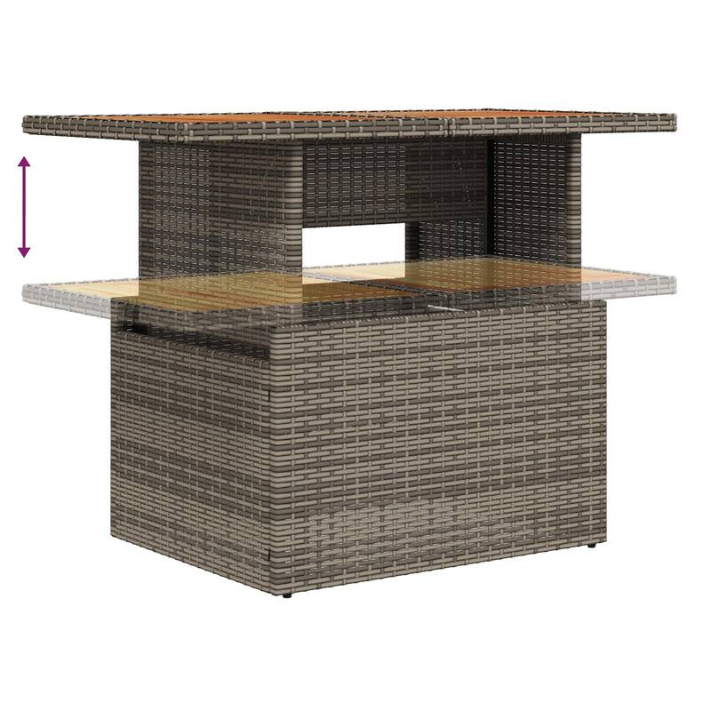 vidaXL 11 Garden Sofa Set with Cushions Black/Grey Poly Rattan - 135.4 x 89.4 x 27.2