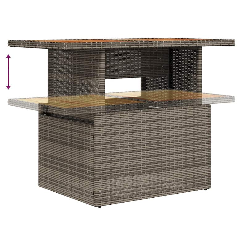 vidaXL 6 Garden Sofa Set with Cushions Black/Grey Poly Rattan - 115.8 x 46.1 x 27.2