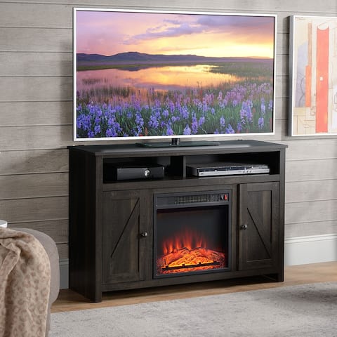 Electric Fireplace TV Stand for TV's up to 47" Flat Screen, Living Room Media with Shelves, and Cable Management, Espresso