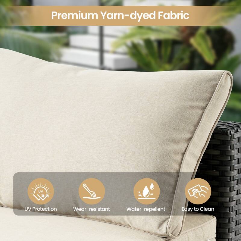 XIZZI 7-piece Outdoor Wicker Furniture Sectional Sofa Set with Table