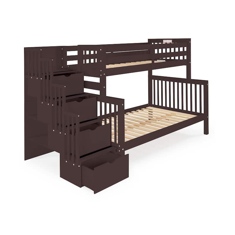 Taylor & Olive Trillium Twin over Full Stairway Bunk Bed