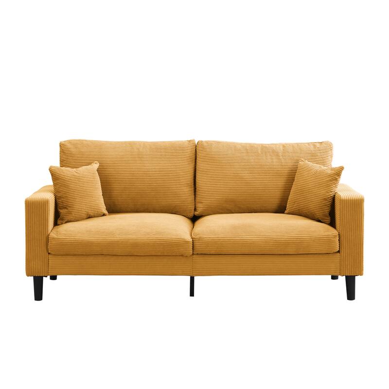 5-Seat Corduroy Sofa Set (3+2) with Sponge Cushions & Hardwood Frame