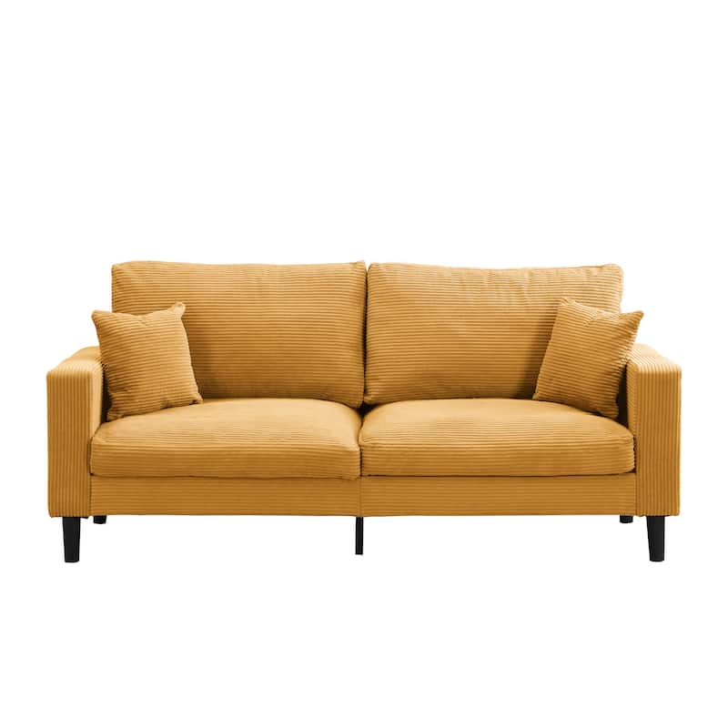 5-Seat Corduroy Sofa Set (3-Seater + 2-Seater) with High-Density Sponge Cushions & Sturdy Hardwood Frame