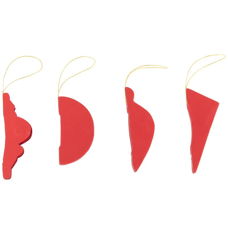 Foldable Honeycomb Paper Christmas Finial Ornaments - 4" - Red - Set of 4