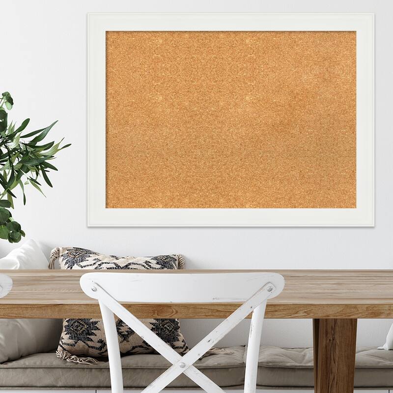 Vanity White Narrow Framed Cork Bulletin Memo Board