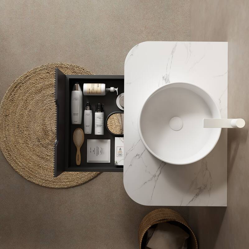 Modland 24"-60" Wall Mount Vanity with Vessel Sink - French Stripes, Pre-Assembled, Soft-Close Drawer