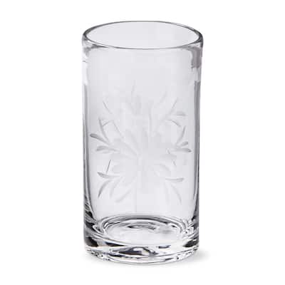 Fleur Etched Glass Clear Glass Tumbler, 3.0"L x 3.0"W x 5.5"H, 17 oz