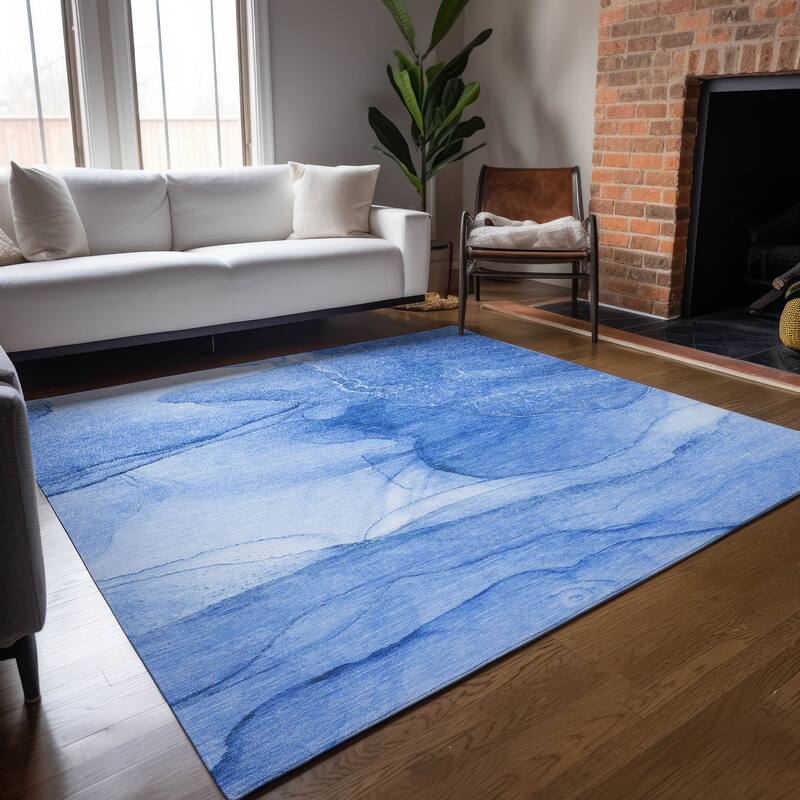 Machine Washable Indoor/ Outdoor Abstract Chantille Rug