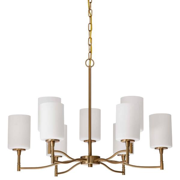 slide 2 of 10, Nuvo Lighting 60/8209 Liam 9 Light 30" Wide Chandelier Burnished Brass