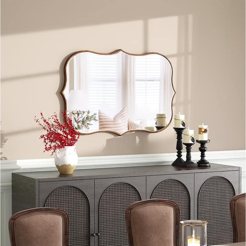 Asymmetrical Gold Antique Bronze Accent Wall Mirror - 23.62"×35.4"
