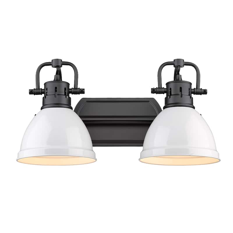 Golden Lighting Duncan 2 Light 17" Wide Bathroom Vanity Light - Matte Black / White