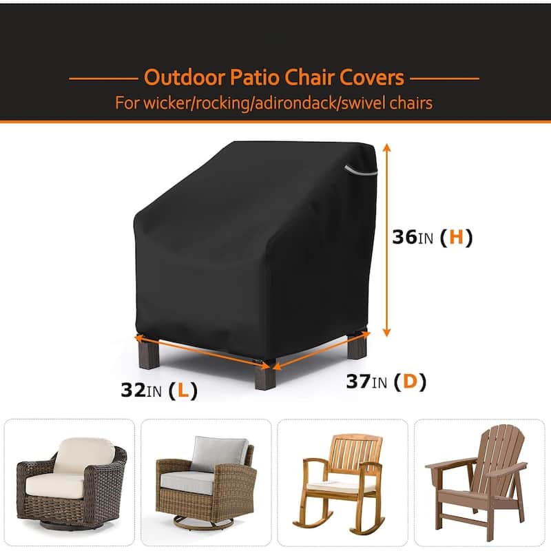 Waterproof Outdoor Chair Covers - Universal Fit for Patio Furniture, Adirondack, Wicker, Rocking & Swivel Chairs (Black)