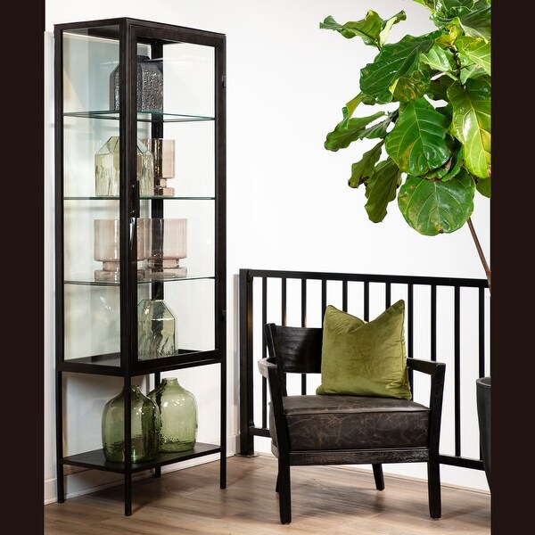 Pinet 78 inch Tall Gunmetal Iron Glass Narrow Display Cabinet