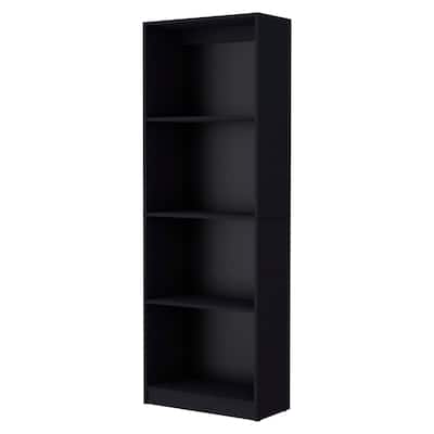 71" Black Wooden Vertical Bookcase with Strong Shelves for Living Room Office or Bedroom Use