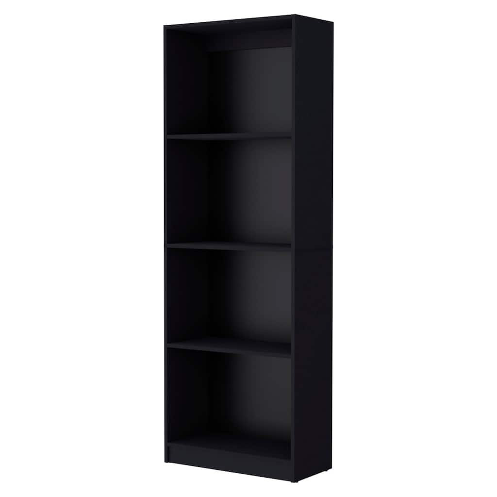 71" Black Wooden Vertical Bookcase with Strong Shelves for Living Room Office or Bedroom Use
