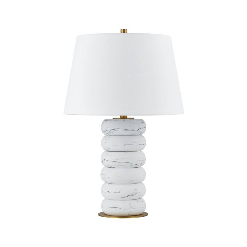 Winnie 28" Table Lamp with Linen Shade, Marble