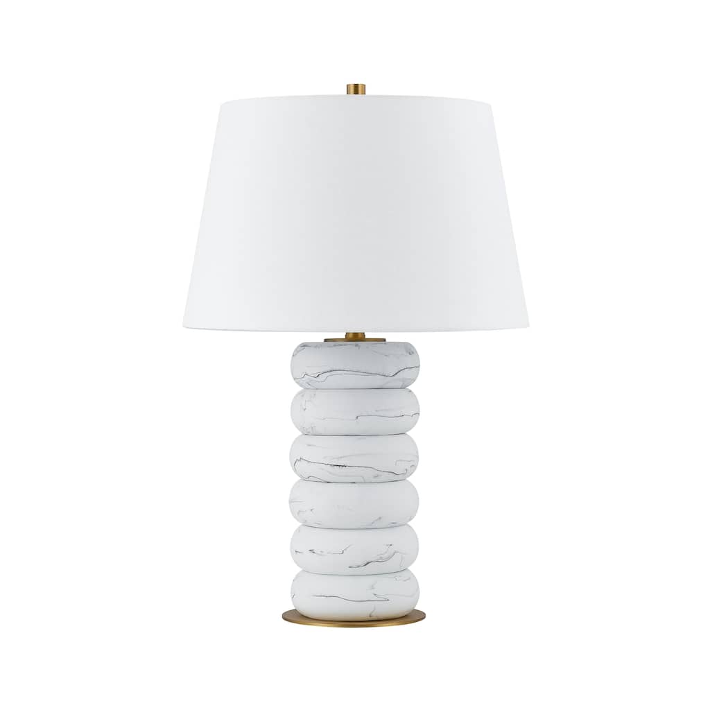 Winnie 28" Table Lamp with Linen Shade, Marble