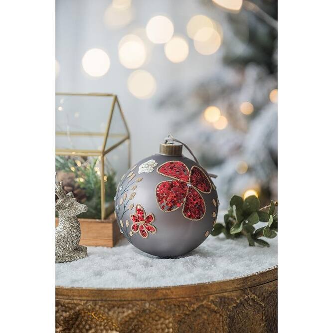 D4.7" Christmas Ball Ornaments, Glass Decorative Hanging Ball Christmas Tree Ornaments for Holiday Decorations, Set of 4