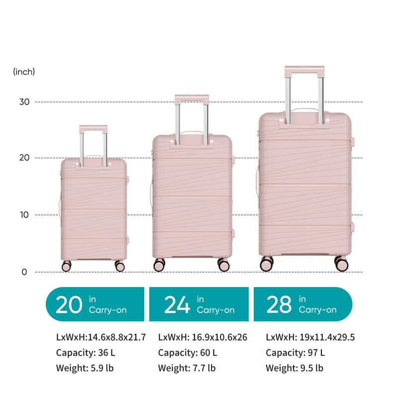 Mixoy Light weight Luggage with Spinner Wheels & YKK Zipper, 3-Piece Suitcase ABS Hardside Luggage Set with TSA Lock