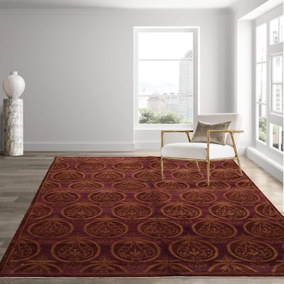 Hand Knotted Michaelian & Kohlberg Aubergine Tibetan Wool Area Rug - 6' x 8'