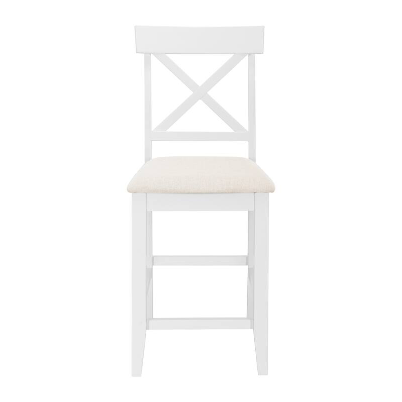 Wood Dining Table Set with 3-Tier Storage Shelves, 5-Piece Kitchen Table Set with Upholstered Dining Chairs