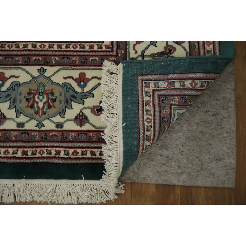 Hand Knotted Oriental 100% Wool Carpet Traditional Geometric Green Heriz Area Rug - 13' 10'' X 9' 8''