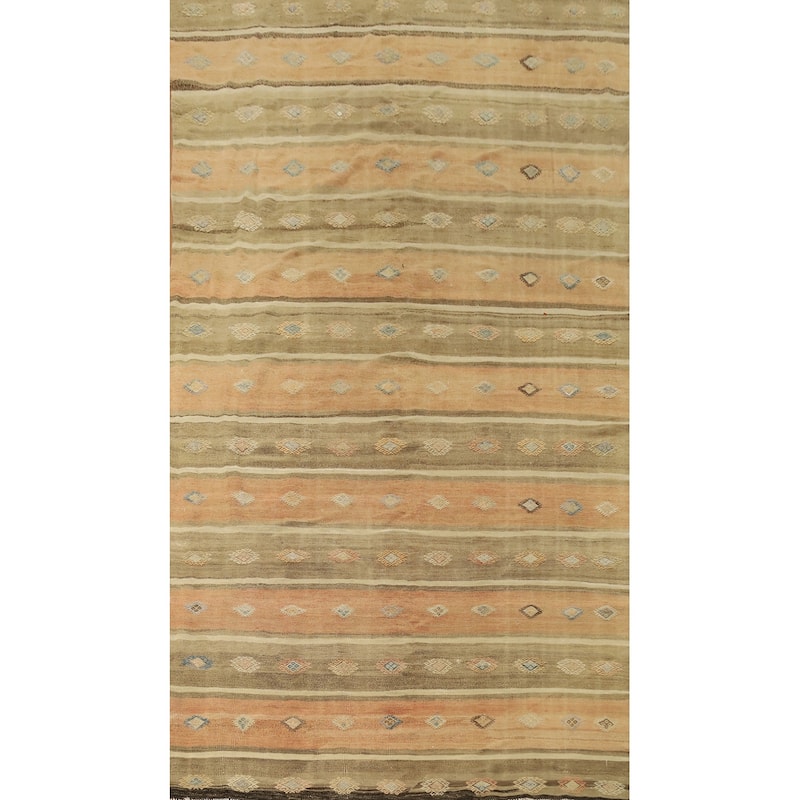 Hand Woven Oriental 100% Wool Carpet Southwestern Tribal Multi-Colored Kilim Area Rug - 10' 4'' X 5' 10''