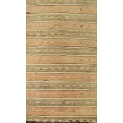 Hand Woven Oriental 100% Wool Carpet Southwestern Tribal Multi-Colored Kilim Area Rug - 10' 4'' X 5' 10''