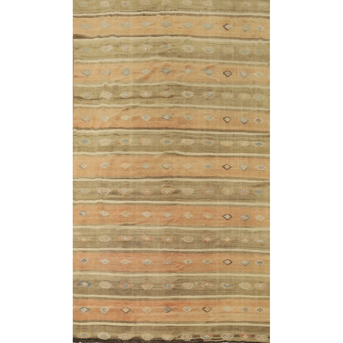 Hand Woven Oriental 100% Wool Carpet Southwestern Tribal Multi-Colored Kilim Area Rug - 10' 4'' X 5' 10''