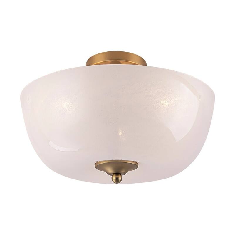 Mid-Century Modern 3-Light Round Opal Glass Semi Flush Mount 14.8in