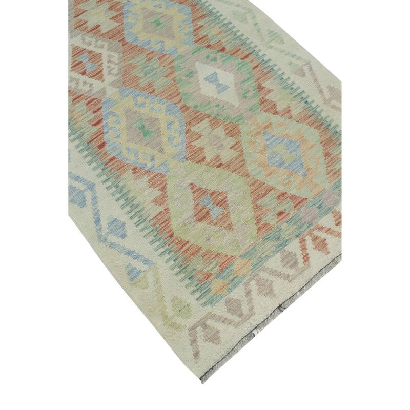 Sun Faded Flatweave Nudara Red/Ivory Runner - 2'11" x 9'11"