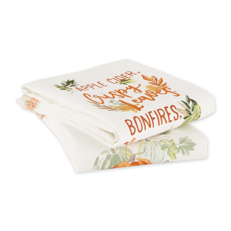 Autumn Pumpkins Printed Dishtowel (Set of 2)