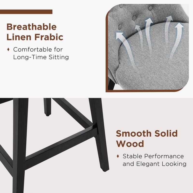 26"/29" Upholstered Swivel Counter and Bar Height Stools Solid Wood Frame (Set of 2)
