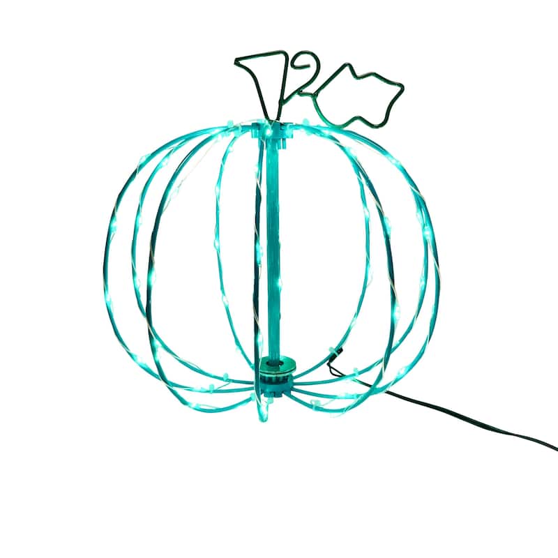 10In Spooky Town 3D Wire Décor Teal Lights Ac/Tiny Lites On/Off Pumpkin