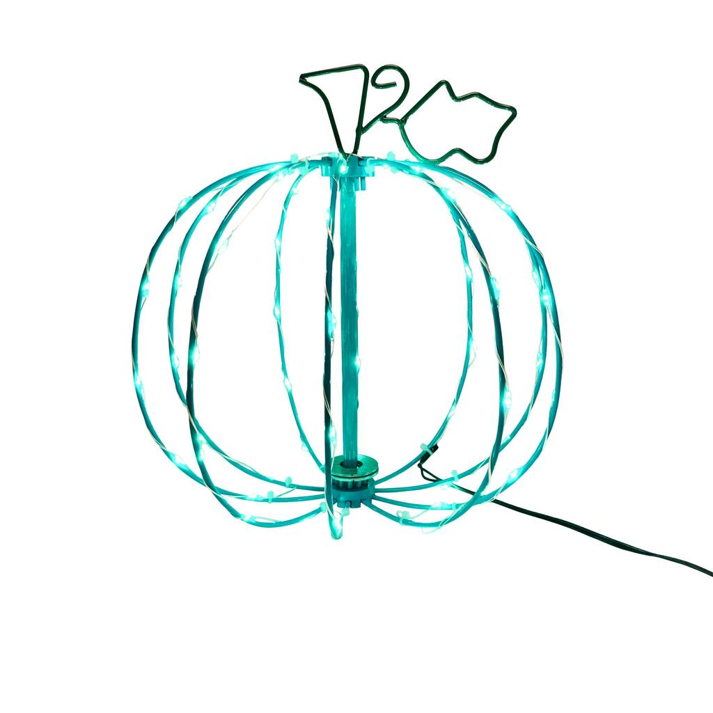 10In Spooky Town 3D Wire Décor Teal Lights Ac/Tiny Lites On/Off Pumpkin