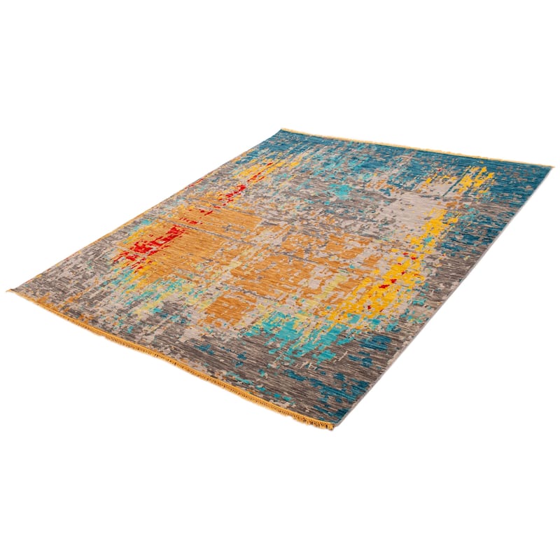 ECARPETGALLERY Hand-knotted Mystique Blue, Grey Wool Rug - 8' x 9' 11"