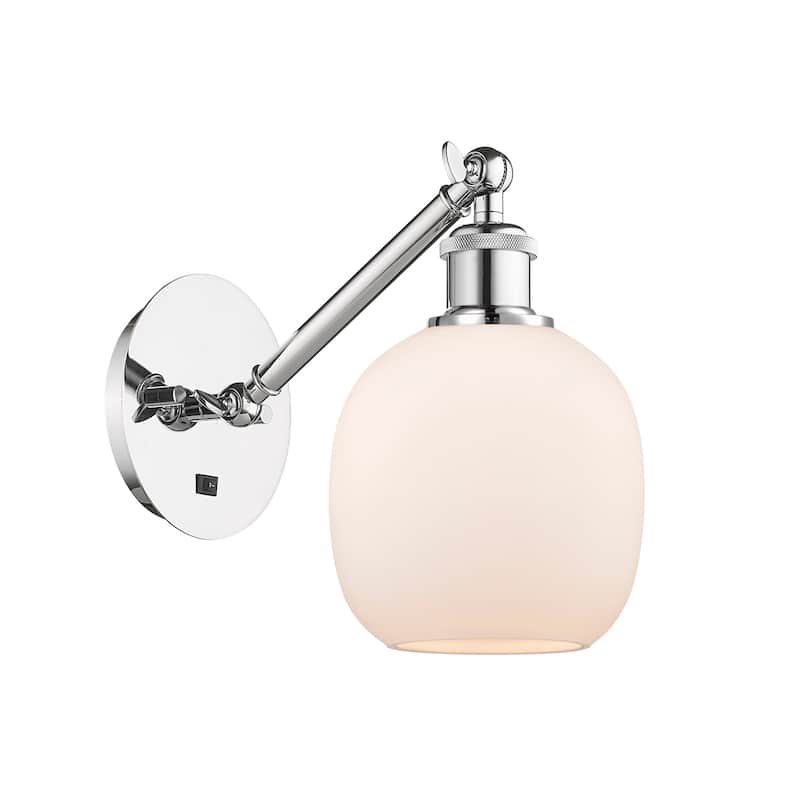Innovations Lighting 317-1W-13-6 Belfast Sconce Belfast 13" Tall Wall - Polished Chrome / Matte White