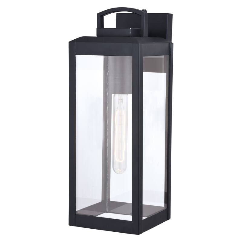 Kinzie 1-light Modern Dusk-to-Dawn Outdoor Wall Lantern - Textured Black - 6-in W x 16.75-in H x 7-in D