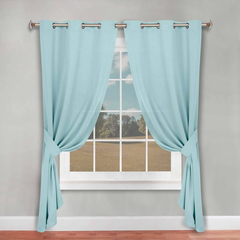 Superior Solid Machine Washable Room Darkening Grommet Blackout Curtains, Set of 2