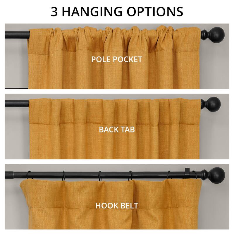 Exclusive Fabrics Textured Faux Linen Room Darkening Curtains for Bedroom & Living Room Curtains (1 Panel)