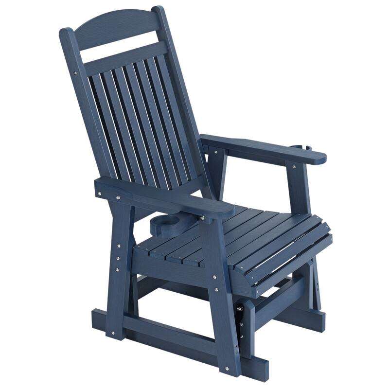 Poly Lumber Patio Glider for One Person with Cup Holders, HIPS Material, All-Weather Resistant