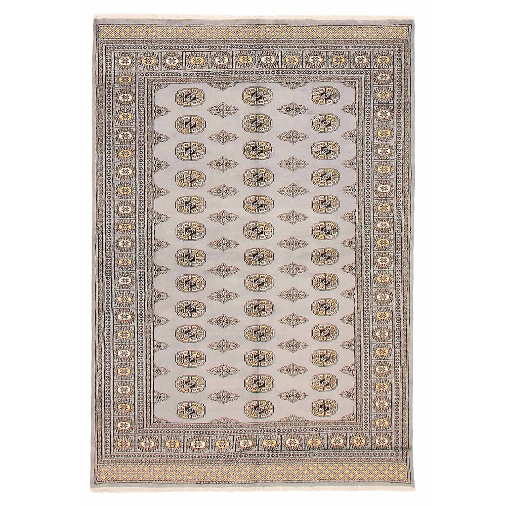 Finest Peshawar Bokhara Grey Rug 5'6" x 8'1" - 5'6 x 8'1
