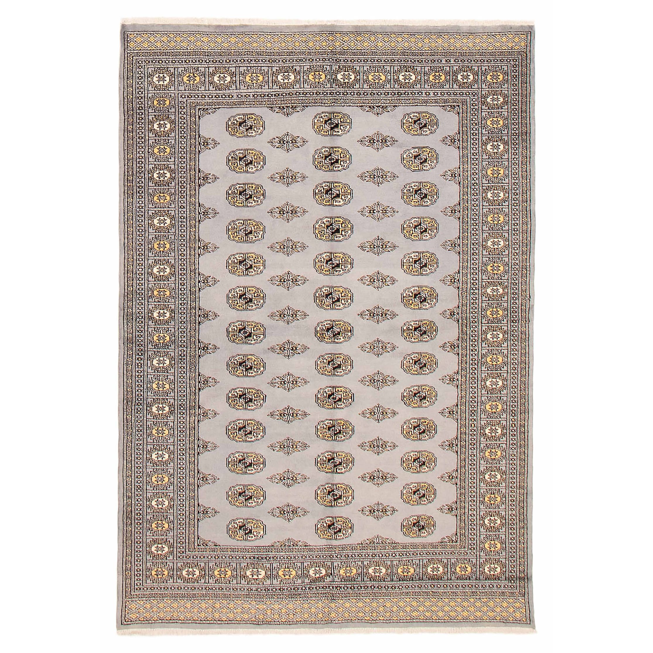 Finest Peshawar Bokhara Grey Rug 5'6" x 8'1" - 5'6 x 8'1
