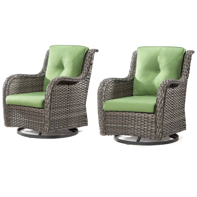 Cozywor Brown Wicker Patio Swivel Rocking Chair (Set of 2)